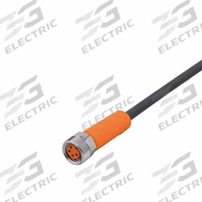 IFM Cordset: M8 Female Straight X Bare Wire, 4 Pins, Black, PUR, 5 m Cable Lg - Single-Ended Cordsets with PUR Jacket for Twisting Applications