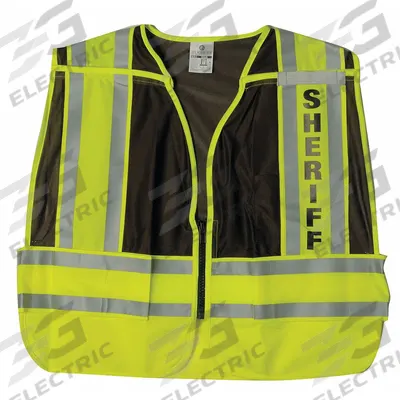 KISHIGO Pro Police Safety Vest: Safety Vest ANSI Class Class 2, Brown/Green, Polyester - Sheriff Safety Vest
