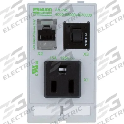 MURRELEKTRONIK Combination Insert: RJ45 Cat5E, NEMA 1-15, (1) 3A Fuse - Panel Interface Inserts