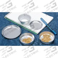 EAGLE THERMOPLASTIC Weighing Dish: Non-Sterile, Aluminum, 60 mL Capacity, Round, 2 1/4 in Overall Wd (MPN D57-100). Key specifications — Brand: EAGLE THERMOPLASTIC; Color: Gray; Material: Aluminum; Boat Shape: Round; Includes Finger Tab: Not Included.