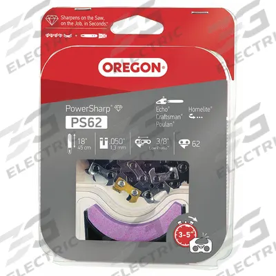 OREGON Chain With Sharpening Stone: 18 in Compatible Bar Lg, 3/8 in, 0.5 in Gauge - Chain, Bar & Sharpener Sets