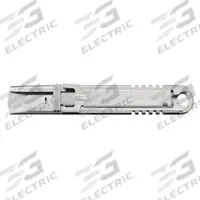 OLFA Safety Knife: 5 1/2 in Overall Lg, Textured, 3/4 in Overall Wd, Metal, Silver, Quick-Change (MPN SK-14). Key specifications — attr307884: Quick-Change; attr307885: Stainless Steel Rounded Tip; attr307882: Silver; attr307878: Textured; attr307881: Metal; attr324892: OLFA.