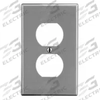 HUBBELL Wall Plate: Duplex Outlet, 1 Gang, Gray, Std Size (MPN P8GY). Key specifications — Brand: HUBBELL; Material: Polycarbonate.
