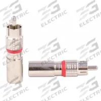DOLPHIN COMPONENTS CORP Coaxial Connector: Male, Connector, Silver, Compression, RG-59, RCA, 10 PK (MPN DC-CRCAM59). Key specifications — Product Type: Connector; Brand: DOLPHIN COMPONENTS CORP; Color: Silver; Finish: Nickel-Plated; Gender: Male.