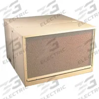 DAYTON Ducted Evaporative Cooler: 1,400 sq ft, 32 1/4 in x 42 in x 47 in, 12 in Pad Thick, 1 hp HP (MPN 4RNP6). Key specifications — Brand: DAYTON; Evaporative Cooler Voltage: 120V AC; Includes Drive Package: Drive Package Included; Drive Package Installation: Factory Installed.