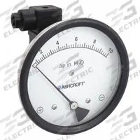 ASHCROFT Differential Pressure Gauge & Switch: Dual In-Line or Back, 1/8 in NPT Female, 1134, IP65 (MPN 451134EDRQMXV5CYLM10IWD). Key specifications — Sensor Type: Diaphragm; Series: 1134; Housing Material: Glass Filled Nylon; Certificate of Calibration: Not Included; Gauge Accuracy: ±3%.