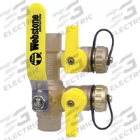 WEBSTONE Purge and Fill Valve: 1/2 in, Brass, 600 psi Max. Op Pressure, Full Port Ball Port, Tee (MPN 58614). Key specifications — Brand: WEBSTONE; Handle Material: Stainless Steel; Includes: Packing Gland.