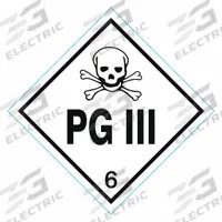 APPROVED VENDOR DOT Container Label: PG III, 4 in x 4 in, 4 in Label Ht, 4 in Label Wd, 500 PK (MPN 9UJF3). Key specifications — Brand: APPROVED VENDOR; Message: PG III.