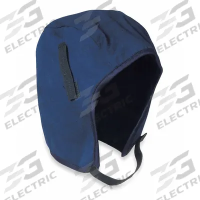 CONDOR Hard Hat Liner: Cotton, Ears/Head, Hook-and-Loop, Blue, Universal, Hook-and-Loop - Hard Hat Liners