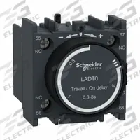 SCHNEIDER ELECTRIC IEC Timer Module: On Delay, 0.3 sec – 3 sec, 1NO/1NC (MPN LADT0). Key specifications — Maximum Voltage Rating: 690V AC; Mounting: Front; Brand: SCHNEIDER; Compatible with Series: TeSys Deca.