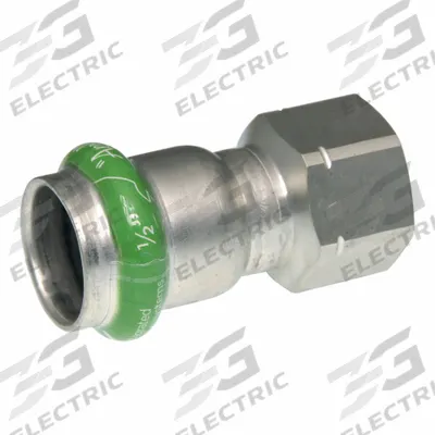 APOLLO Crimp Adapter Fitting: 2 in Pipe x 1 1/4 in Pipe Size, Press-fit x FNPT - Potable Water Stainless Steel Press Fittings