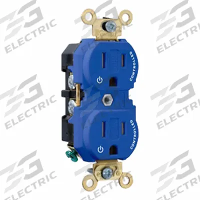 LEVITON Plugs and Receptacles: Duplex, 5-15, Blue, 125V AC, 15 A, 2 Pole / 3 Wire (MPN 5262-2PB) - General Purpose Receptacles