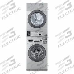 CROSSOVER Washer Dryer Combo: Electric, Stainless Steel, 3.4 cu ft Washer Capacity, Coin-Operated (MPN WASHER/ELEC DRYER STACK). Key specifications — attr440605: CROSSOVER; attr440607: Silver; attr440606: Yes; attr440615: Yes; attr440626: Electric.