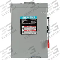 SIEMENS Safety Switch: Fusible, 30 A, Single Phase, 240V AC, Galvanized Steel, Indoor/Outdoor (MPN LF211NR). Key specifications — Brand: SIEMENS.