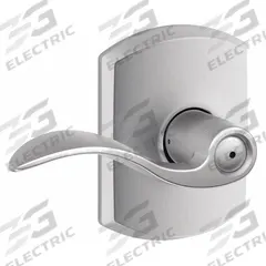 SCHLAGE RESIDENTIAL Door Lockset: Privacy Lever Locksets, Chrome, ADA Compliant (MPN F40 ACC 626 GRW). Key specifications — Ligature Resistance: Not Ligature-Resistant; Brand: SCHLAGE RESIDENTIAL; Lockset Function ANSI Code: F76; Visual Indicator Message: No Message; Lockset Style: Greenwich; ADA Compliant: Yes; Finish: Satin Chromium-Plated : Brass.