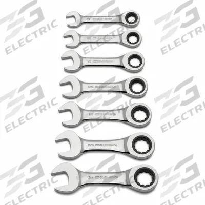 GEARWRENCH Combination Ratcheting Wrench Set: Alloy Steel, Full Polish Chrome, 7 Tools - SAE 12-Point Ratcheting Combination Wrench Sets