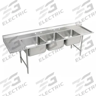 ELKAY Scullery Sink: 3 Bowls, 42 1/4 in Overall Ht, 97 1/2 in Overall Lg - Three-Bowl Freestanding Kitchen & Bar Sinks without Faucets