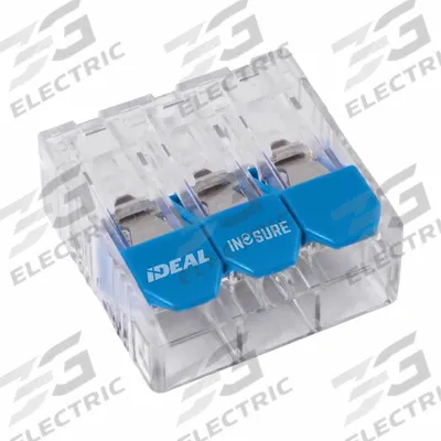 IDEAL Lever Wire Connector: 3 Port, 22 AWG – 10 AWG Solid Wire Size Range, 30 A - Compact Lever Wire Connectors