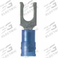 PANDUIT Fork Terminals: Blue, Nylon, #8 Stud Size, 16 AWG – 14 AWG Wire Range, Locking Fork, 600 V (MPN PN14-8LF-M). Key specifications — Barrel Style: Nylon Insulated; Manufacturer Part Number: PN14-8LF-M; Brand: PANDUIT; Series: CT.