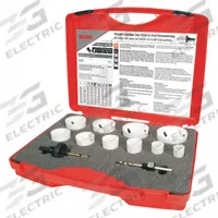 ROTHENBERGER Hole Saw Kit: 12 Pieces, 38 mm Max. Cutting Dp, High Speed Steel, 7 Teeth per Inch (MPN 126303). Key specifications — attr1098178: 7; attr1098172: ROTHENBERGER.