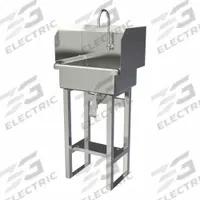 SANI-LAV Wash Station: 43 1/2 in Overall Ht, 17 in Bowl Lg, 7 in Bowl Dp, 2 gpm Flow Rate, 16 ga (MPN 727FK1). Key specifications — Includes Side Splash: Side Splash Not Included; Brand: SANI-LAV.