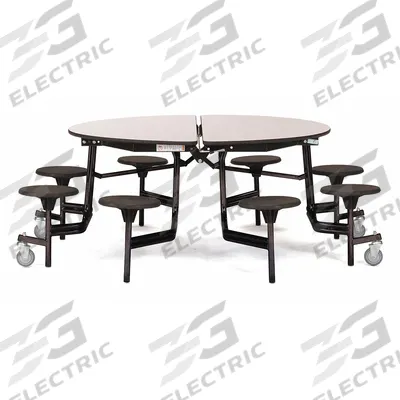 NATIONAL PUBLIC SEATING Cafeteria Stool Table: Gray Nebula, Stool Seat, 29 in Overall Ht - Bi-Fold Cafeteria Tables