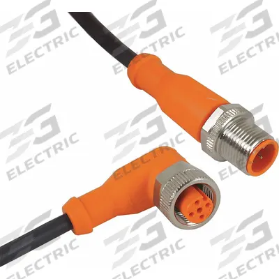 IFM Cordset: M12 Male Right Angle X M12 Female Straight, 5 Pins, Black, PUR - Double-Ended Cordsets with PUR Jacket for Twisting Applications