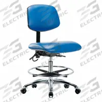 ESD Task Chair: Vinyl, Armless, Ht Range 21 1/2 in to 29 in, 18 1/2 in Seat Wd, 17 in Seat Dp, Blue (MPN BR-ESD-VMBCH-CR-T1-A0-CF-EC-ESDBLU). Key specifications — Foot Support: Yes; Back Tilt Backward: 13.5°; Back Tilt Forward: 10.5°; Base Material: Aluminum; Brand: APPROVED VENDOR; Product Type: ESD Task Chair; ESD-Safe: ESD-Safe; Seat Tilt Backward: 3°.