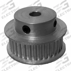 DAYTON Timing Pulley: Curvilinear, Fixed, For 9 mm Belt Wd, 32 Teeth, 3 mm Pitch, Aluminum (MPN 32-3M09-6FA6). Key specifications — Brand: DAYTON; Finish: Clear Anodized; For Belt Series: Powerhouse®.