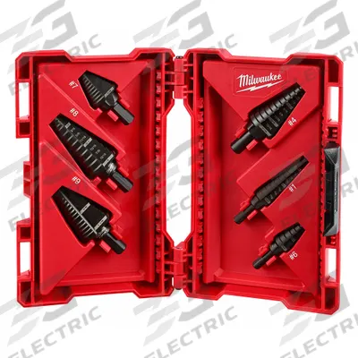 MILWAUKEE Step Drill Bit Set: 6 Pc, 1/8" to 1-1/8" - High-Speed Steel Step Drill Bit Sets