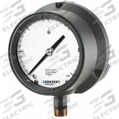 ASHCROFT Process Pressure Gauge: 0 psi to 400 psi, White, 4 1/2 in Dial, 1/2 in NPT Male, Bottom, 4X (MPN 451379ASL04L400#). Key specifications — Brand: ASHCROFT; Pointer Color: Black; Accuracy: ±0.5%; Dial Color: White; Gauge Wetted Parts: Brass / Bronze; Case Material: Epoxy-Coated Aluminum; Vibration Resistance Properties: Liquid-Filled; Pressure Range: 0 psi to 400 psi.