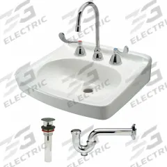 ZURN Bathroom Sink Kit: Z5350 Std Lavatories, White, Vitreous China, Dual Manual Handle, Widespread (MPN Z5358.530.1.07.00.00). Key specifications — Series: Z5350 Standard Lavatories; Includes: Widespread; Color: White; Brand: ZURN; Sink Type: Bathroom; Material: Vitreous China; Sink Material: Ceramic.