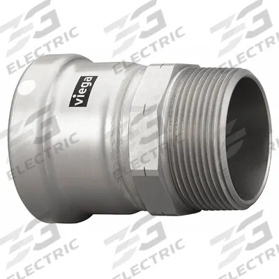 VIEGA MEGAPRESS Crimp Adapter Fitting: 3 in Pipe Size, Press-fit x MNPT, Steel - Steel Press Pipe Fittings
