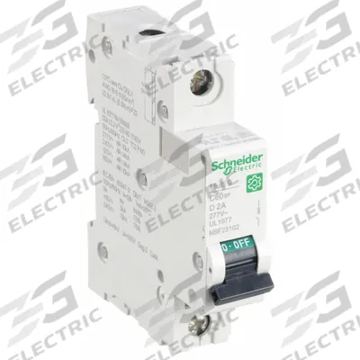 SCHNEIDER Supplementary Protector: 2 A Amps, 60V DC, 14kA at 120/240V AC, Screw Clamp - D-Curve, 1-Pole UL1077 DIN Rail-Mount Supplementary Protectors