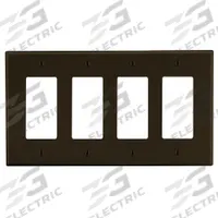 HUBBELL Wall Plate: Decorator-Rocker, 4 Gang, Brown, Std Size (MPN P264). Key specifications — Brand: HUBBELL; Material: Polycarbonate.