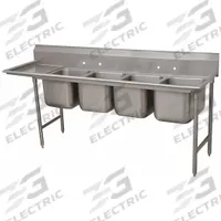 ADVANCE TABCO Scullery Sink: 4 Bowls, 42 in Overall Ht, 133 in Overall Lg, 31 in Overall Wd (MPN 9-44-96-24L). Key specifications — Brand: ADVANCE TABCO.