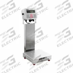 B-TEK Food Scale: 10 in Weighing Surface Dp, 10 in Weighing Surface Wd, 26 in Overall Ht, LCD (MPN NB-BS-1010-50-HS-T403S W/AQUASHIELD KIT). Key specifications — Connection Ports: RS-232; Readability: 0.005 kg/5 g/0.01 lb/0.16 oz; Brand: B-TEK; IP Rating: IP69K.