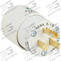 BRYANT Straight Blade Plug: Hospital Grade, 5-15P, 125V AC, 15 A, 2 Pole, 3 Blade, White (MPN BRY8266NP)