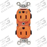LEVITON Receptacle: Hospital Grade Fed. Spec., Duplex, 5-15R, Orange, 125V AC, 15 A, 2 Pole / 3 Wire (MPN 8200-IG)