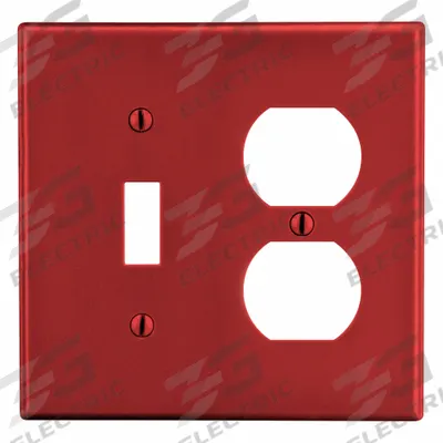 HUBBELL Wall Plate: Combo, 2 Gang, Red - Combination Wall Plates
