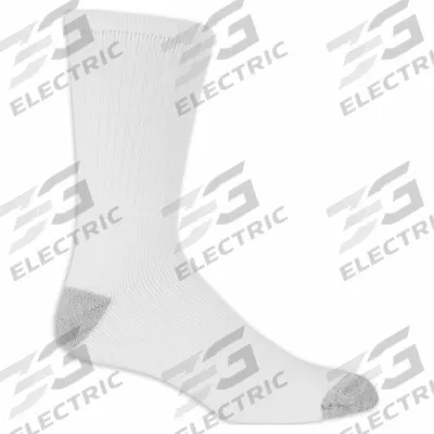 SOCK TRENDS Socks: Crew, 10 1/2 in, Men's, White, Polyester, Full Cushioned/Moisture Wicking - General Purpose Work Socks