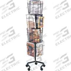 SAFCO Rotating Literature Rack: 16 Compartments, Swivel, Black, Steel, 60 in Overall Ht (MPN 4139CH). Key specifications — Material: Steel; Brand: SAFCO; Color: Black.