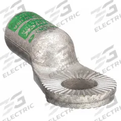 FUSION One-Hole Lug Compression Connector: Locking Lug, Crimp/Lug, Copper, 2 ga, Green, Straight (MPN 4902H). Key specifications — Shape: Straight; Raised Pads: Yes; Lug Type: Locking Lug; Contact Material: Copper; Gauge: 2 ga; Stud Size: 1/2 in; Color: Green; Brand: FUSION.