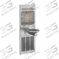 ELKAY Drinking Fountain with Bottle Filler: On-Wall, 8 gph @ 50°F, Touchless Sensor, Stainless Steel (MPN LZWS-LRPBM8K). Key specifications — Brand: ELKAY; Housing Material: Stainless Steel; Filter Access: Bottom Panel Access; Housing Finish: Stainless; Chilling Capacity: 8 gph @ 50°F; Housing Color: Gray.