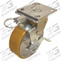 APPROVED VENDOR Plate Caster: Swivel, Directional Lock/Side Brake, Polyurethane, 4 in Wheel Dia. (MPN P21S-UY040R-14-WB-DL). Key specifications — Brand: APPROVED VENDOR; Wheel/Tread Color: Yellow; Roll Up: Swivel with Brake.