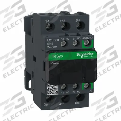 SCHNEIDER Magnetic Contactor: Non-Reversing, 3 Poles, 3NO Contacts, 38 A - Non-Reversing IEC Contactors