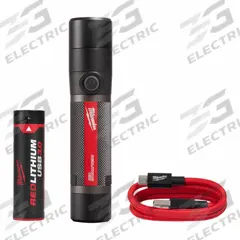 MILWAUKEE Cordless Flashlight: Rechargeable, 800 lm, 2.5 hr Run Time at Max. Brightness, Black, Body (MPN 2160-21). Key specifications — Charger Style Included: USB Cord; Brand: MILWAUKEE; Battery Requirements - Broad: Includes 1 C.