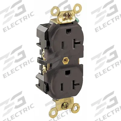 LEVITON Receptacle: Duplex, 5-20, Brown, 125V AC, 20 A, 2 Pole / 3 Wire (MPN 5362) - General Purpose Receptacles
