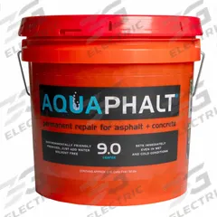 AQUAPHALT Asphalt and Concrete Patch: 9.0, Plant-Based Asphalt Mix, 50 lb Container Size, Pail (MPN Aquaphalt 9.0). Key specifications — Series: 9.0; Brand: AQUAPHALT.