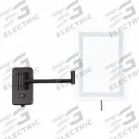 SEE ALL Makeup Mirror: Rectangular, Glass, 13 in Overall Ht, 11 in Overall Wd, 3 in Overall Dp, Wall (MPN HLEDBKSA69). Key specifications — Brand: SEE ALL INDUSTRIES; Frame Material: Metal; Frame Color: Black; Lighting Location: Front; Mirror Edge Style: Polished Edge; Lighted: Yes.